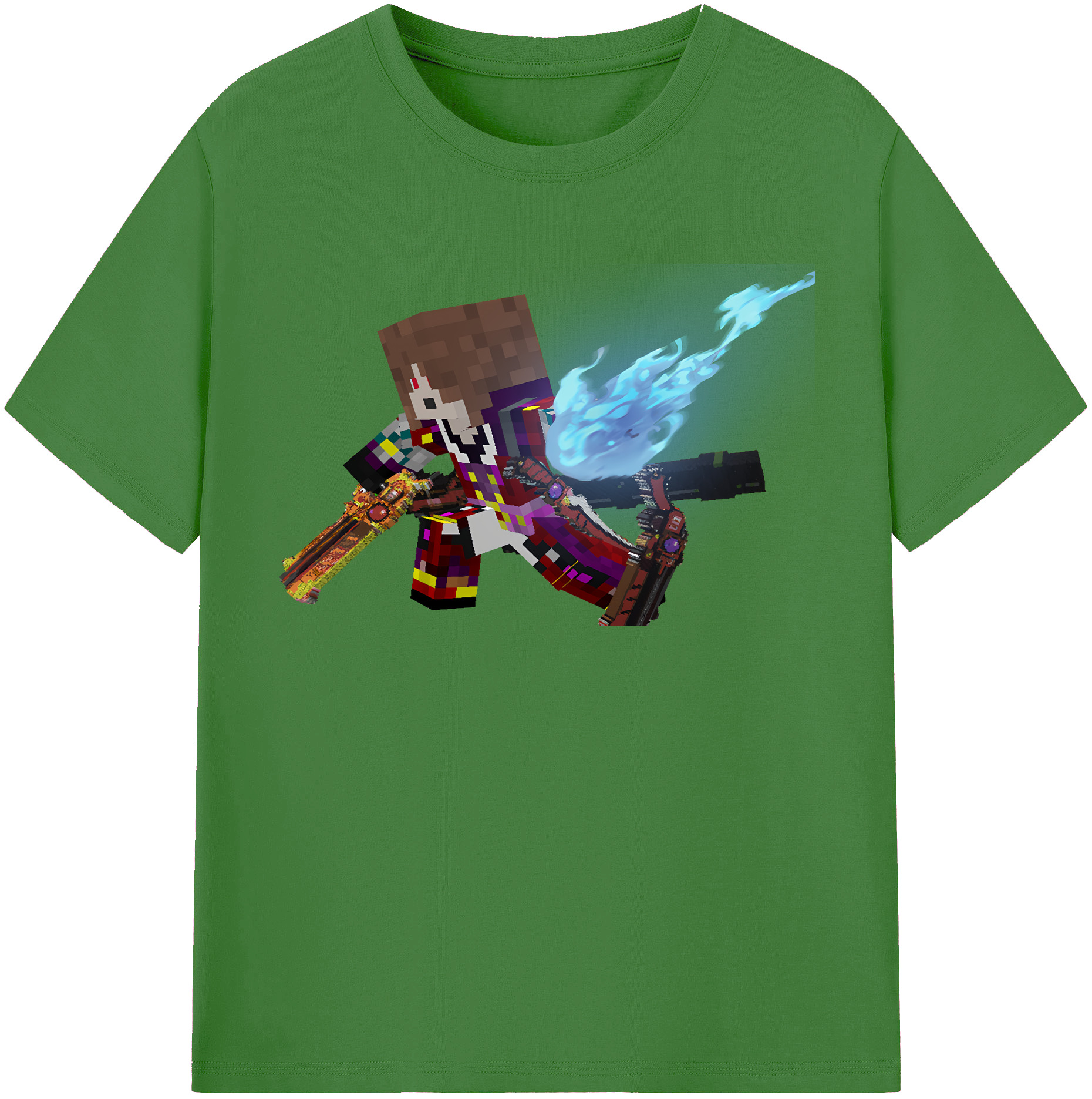 （画像用） マインクラフト ブロックの世界 Minecraft MC Block world レディースカジュアルプリントTシャツ（綿100％）